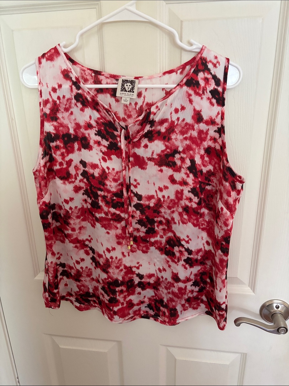Anne Klein Red, Black & White Tie-Neck Sleeveless Camisole